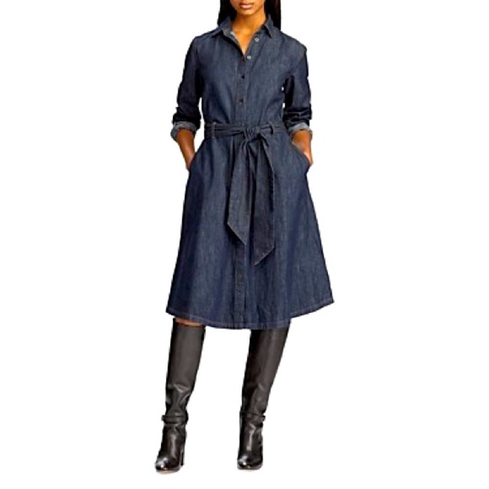 LAUREN RALPH LAUREN CALLAHAN CASUAL DENIM SHIRTDRESS DRESS Size 4